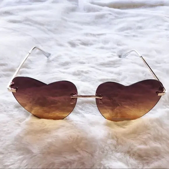 Miley Brown & Tan Gradient Heart Sunglasses - Picture 6 of 11